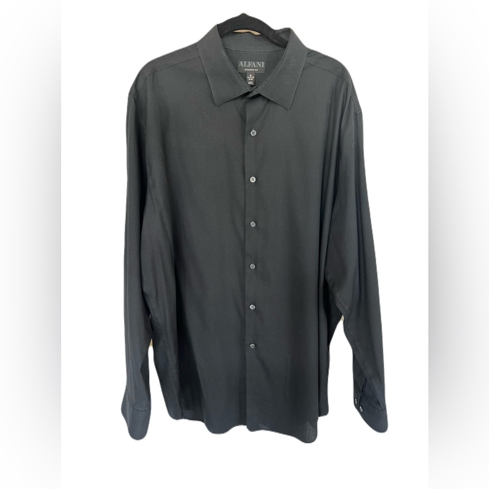 🖤 GUC ALFANI Men’s Black Dress Shirt | XL Athletic Fit (17–17.5” Neck)